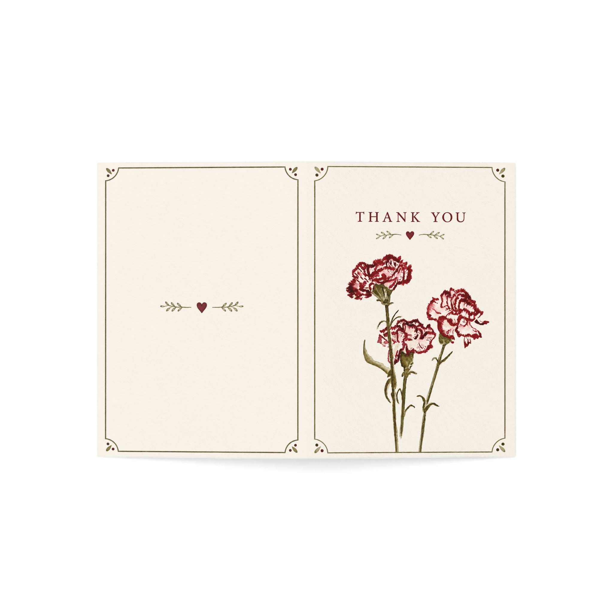Thank You Greeting Cards – Vintage Carnation Floral Note Cards (1/10/30/50 pcs)