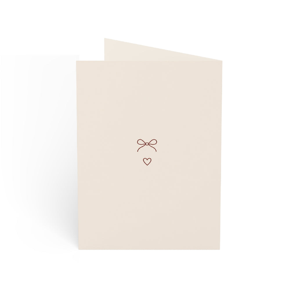 Minimalist 'Happy Birthday' Bow Greeting Cards - Neutral Folded Cards (1 / 10 / 30 / 50pcs)
