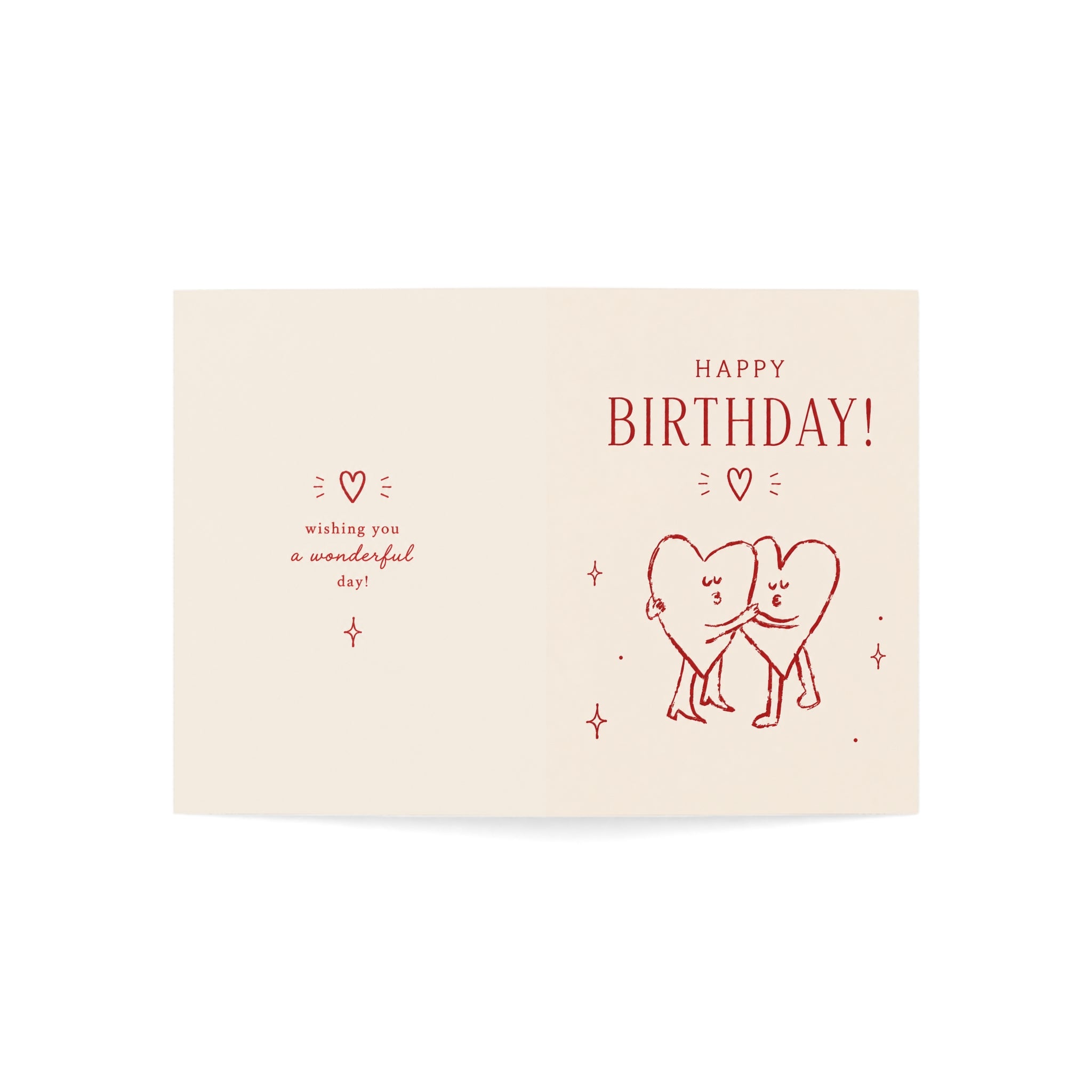 Birthday Greeting Card — Cute Hugging Hearts Design (Single or Bulk Pack)