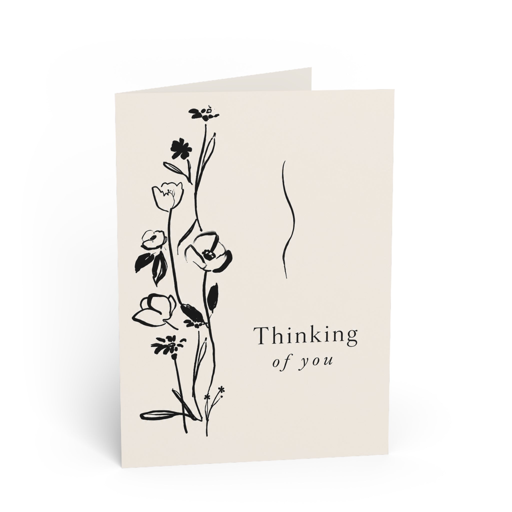 Thinking of You Greeting Card — Minimal Floral Sympathy/Support Card