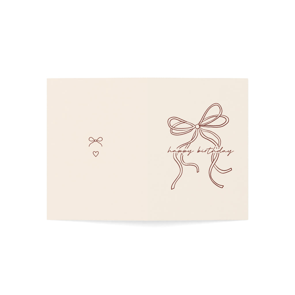 Minimalist 'Happy Birthday' Bow Greeting Cards - Neutral Folded Cards (1 / 10 / 30 / 50pcs)