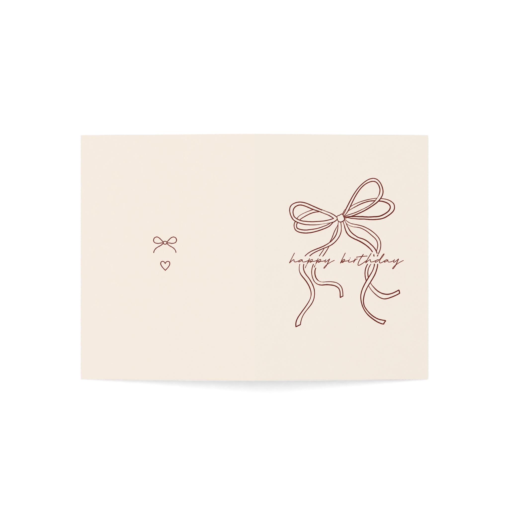 Minimalist 'Happy Birthday' Bow Greeting Cards - Neutral Folded Cards (1 / 10 / 30 / 50pcs)