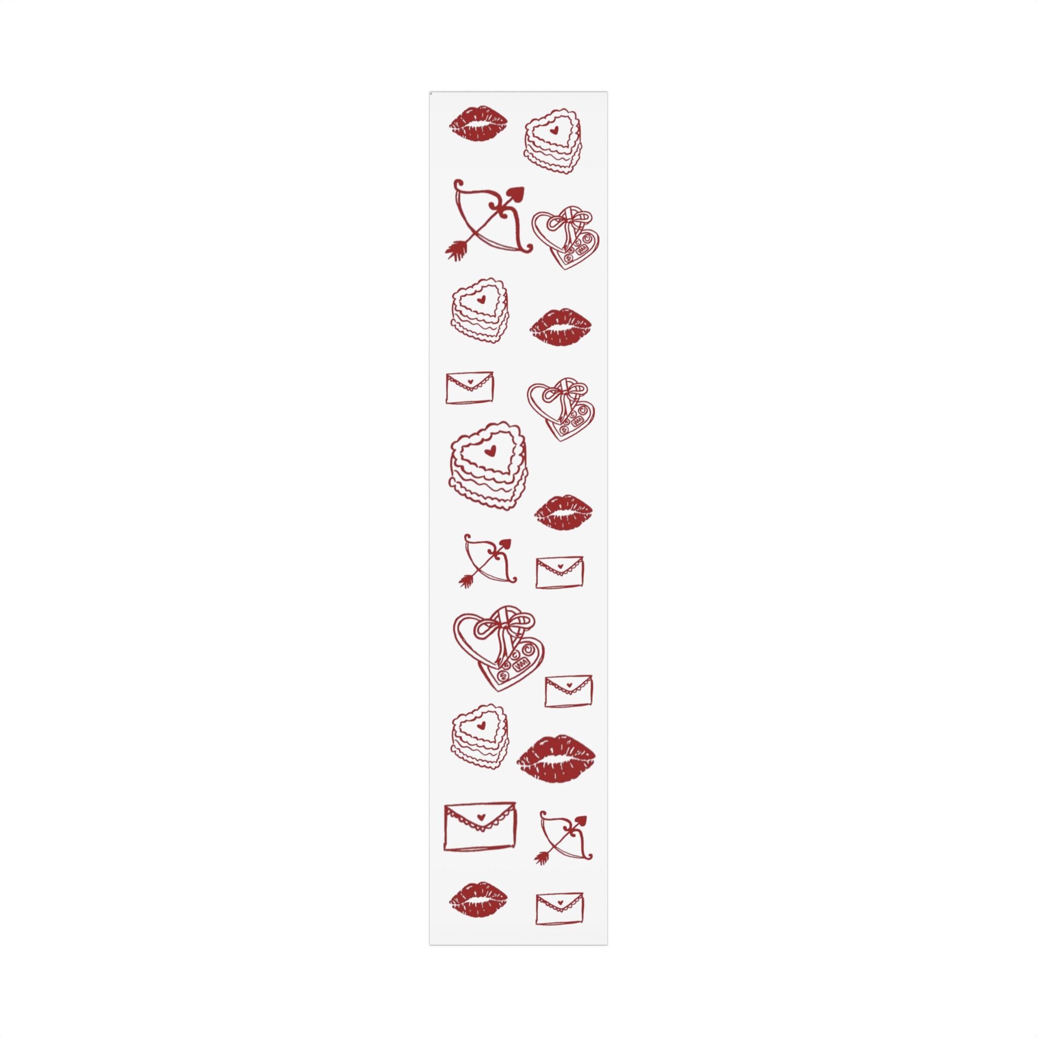 Valentine Kiss Pattern Gift Wrap Paper – Romantic Lips, Hearts & Love Letters