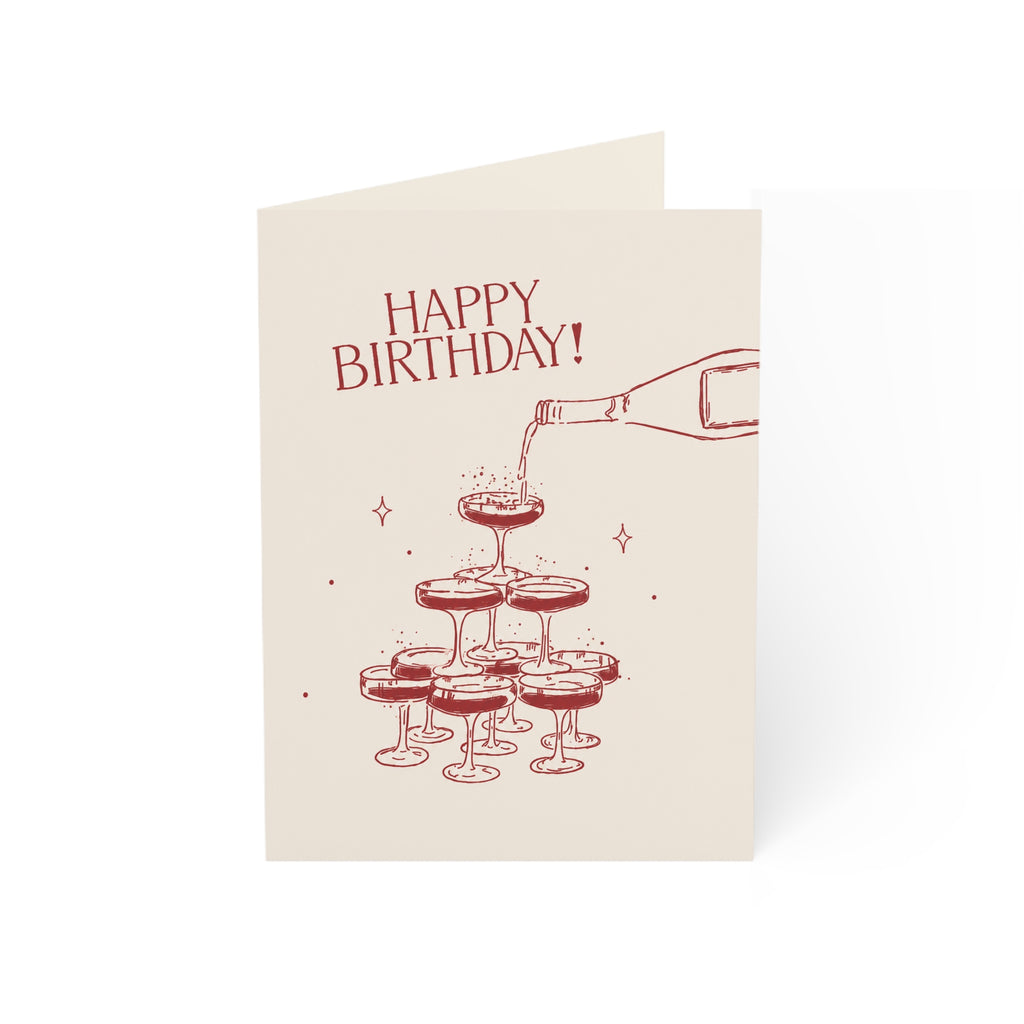 Birthday Champagne Greeting Cards — Pack of 1/10/30/50