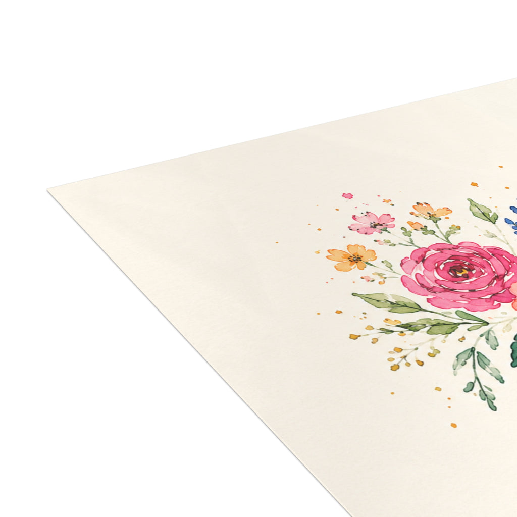 Floral Happy Birthday Greeting Cards — Watercolor Flower Wreath (1/10/30/50 Pack)