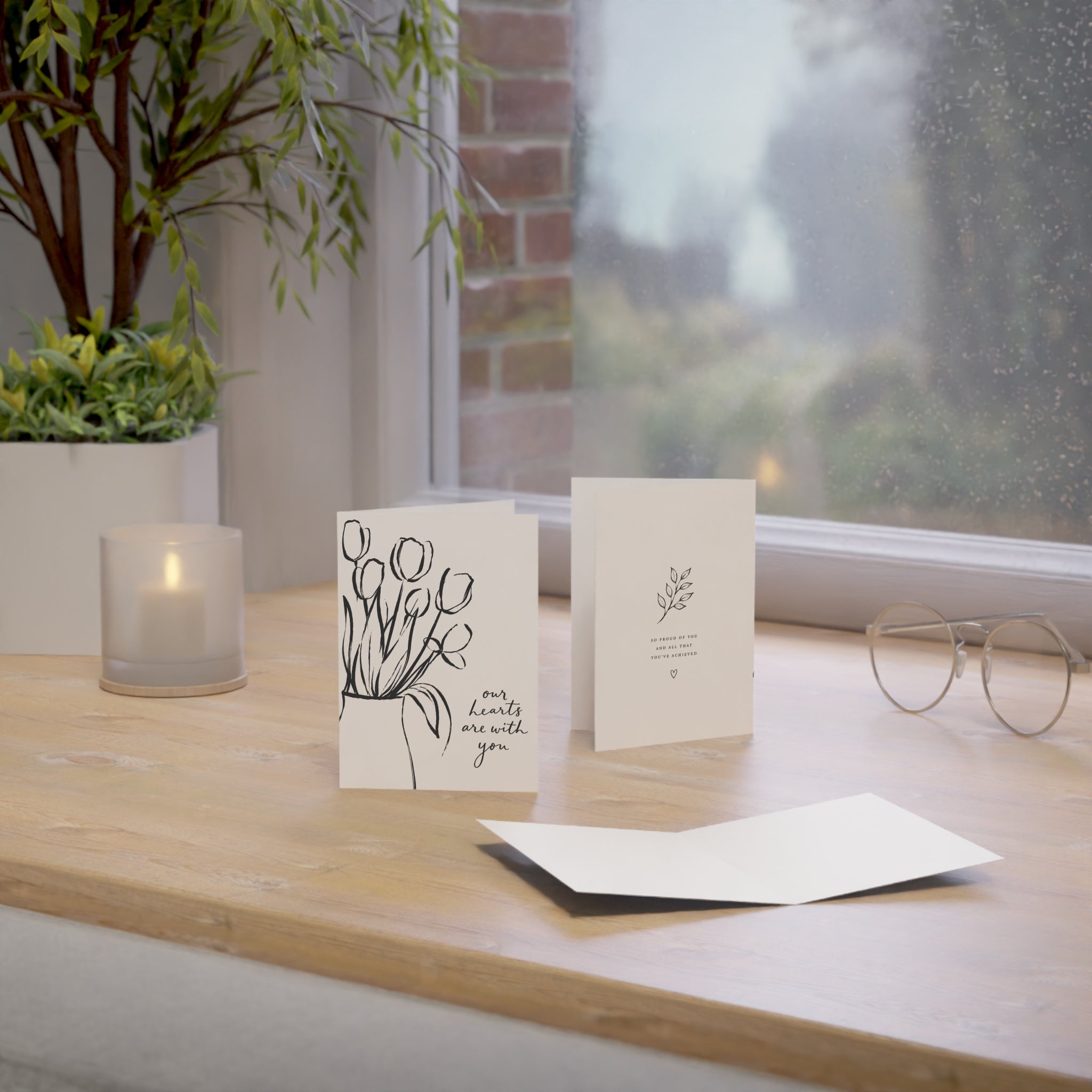 Sympathy Greeting Cards — 'Our Hearts Are With You' Condolence Note Cards (Pack of 1, 10, 30, 50)