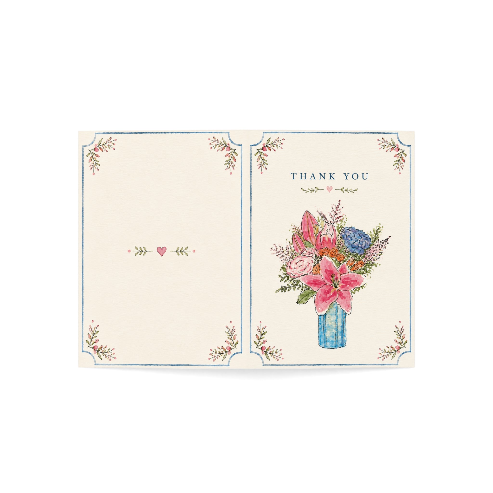 Thank You Floral Greeting Cards — Bouquet Watercolor Note Cards (1/10/30/50pcs)
