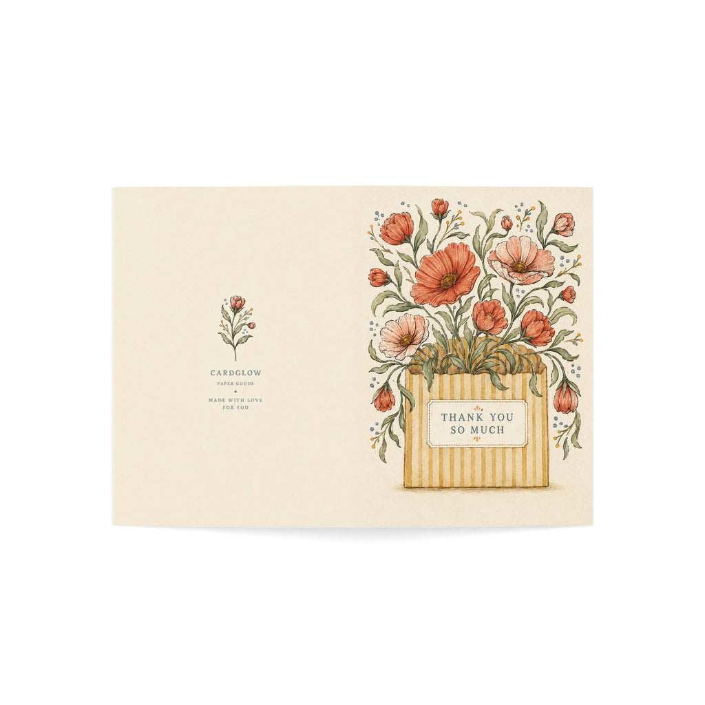 Floral 'Thank You So Much' Greeting Card — Pack of 1/10/30/50
