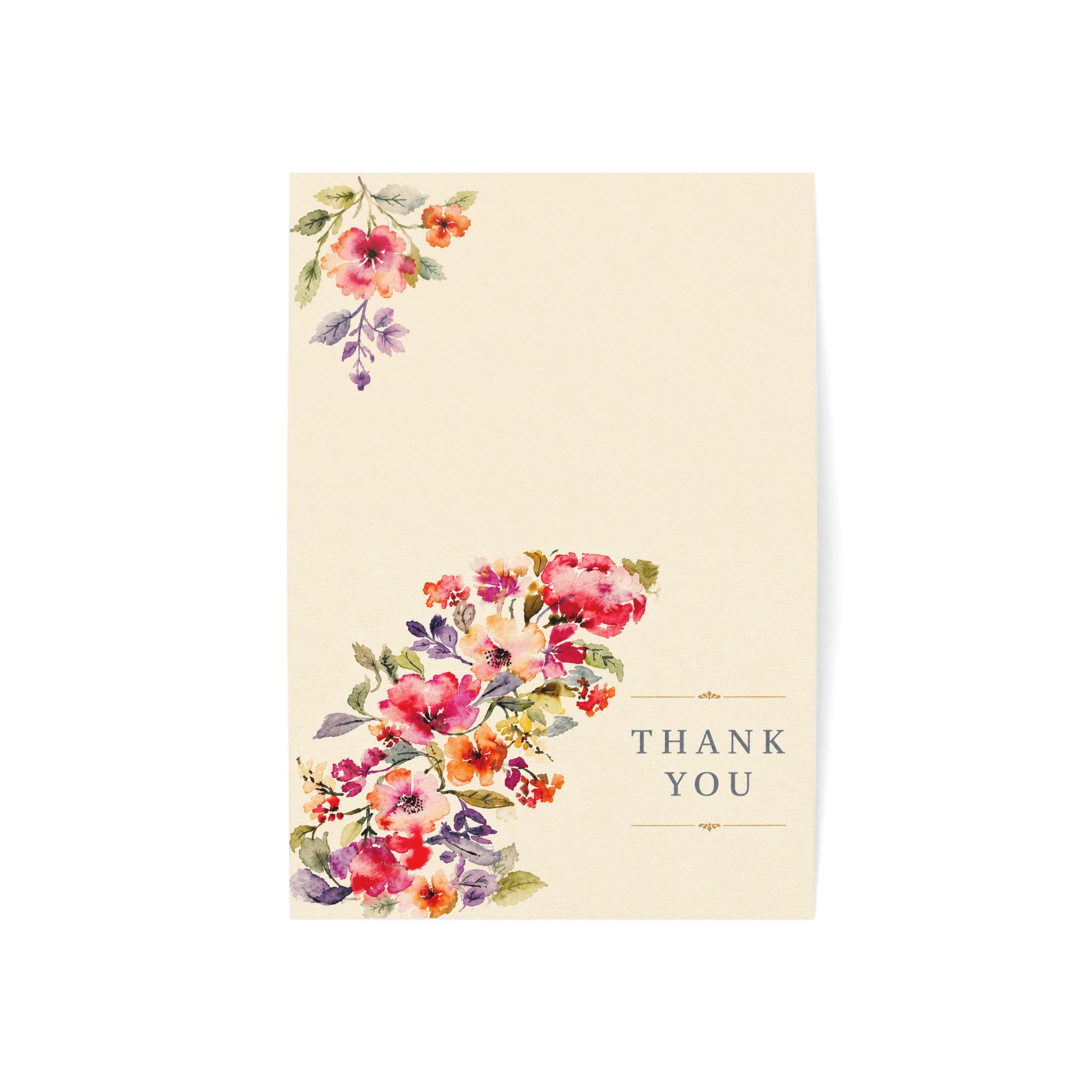 Floral Thank You Greeting Cards — Watercolor Flower Note Cards (Pack of 1/10/30/50)