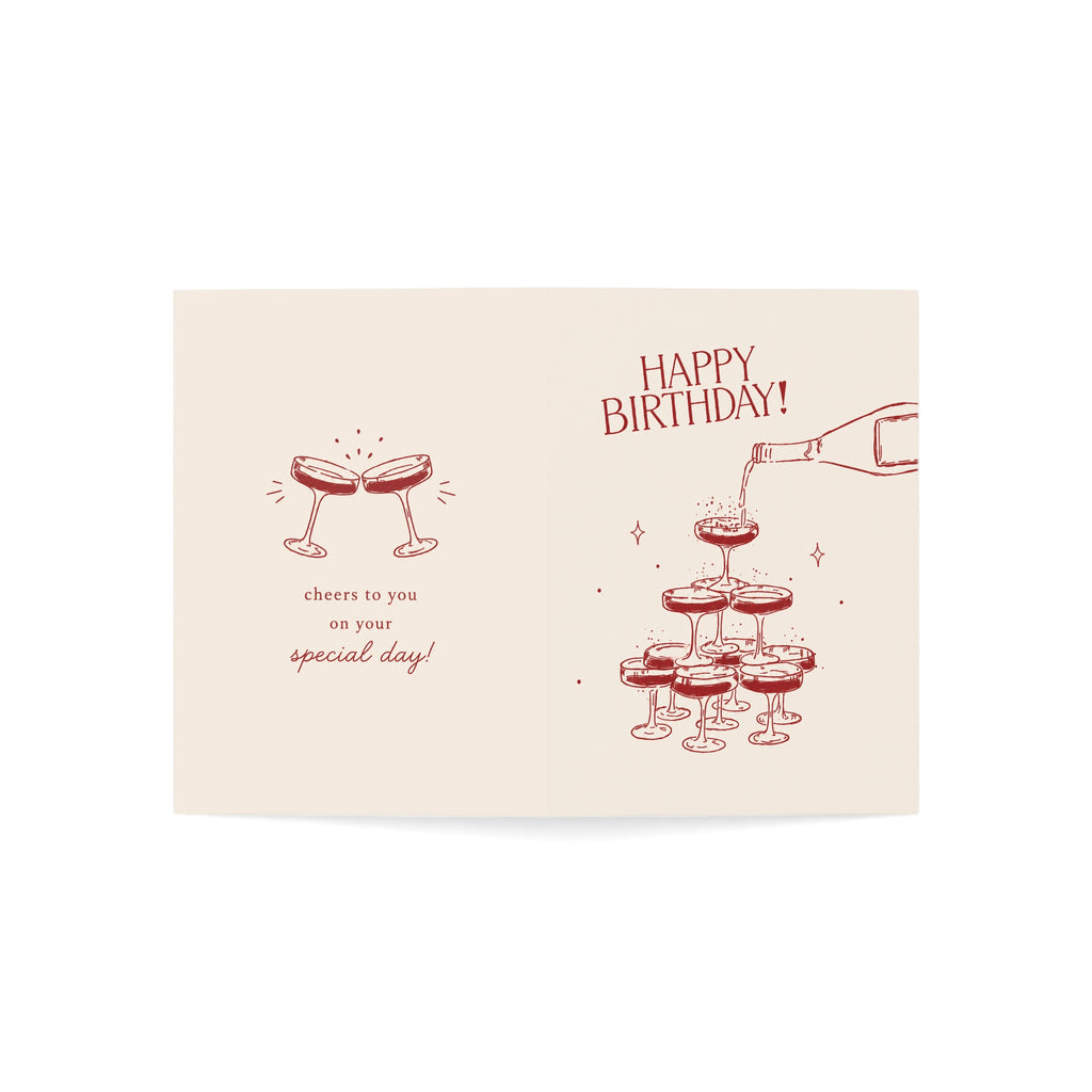 Birthday Champagne Greeting Cards — Pack of 1/10/30/50