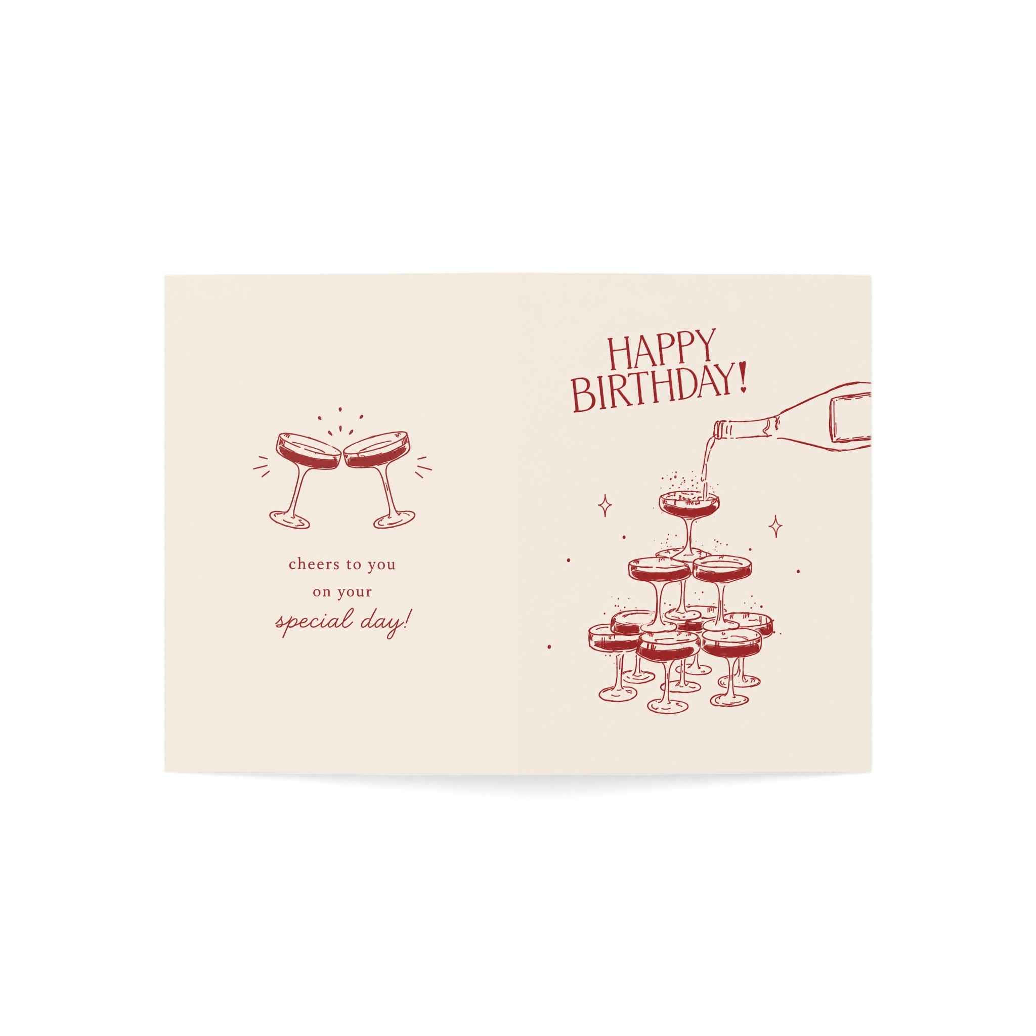 Birthday Champagne Greeting Cards — Pack of 1/10/30/50