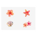 Beach Floral Sticker Sheet — Tropical Plumeria, Starfish & Seashell Decals