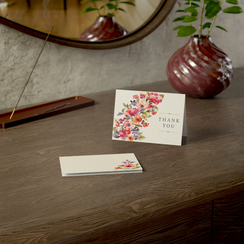 Floral Thank You Greeting Cards — Watercolor Flower Note Cards (Pack of 1/10/30/50)