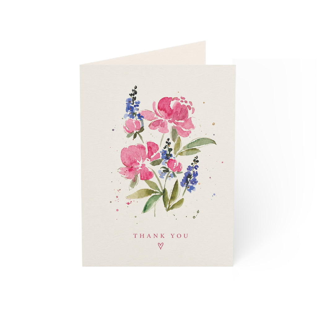 Floral Watercolor Thank You Greeting Cards — Pack of 1/10/30/50