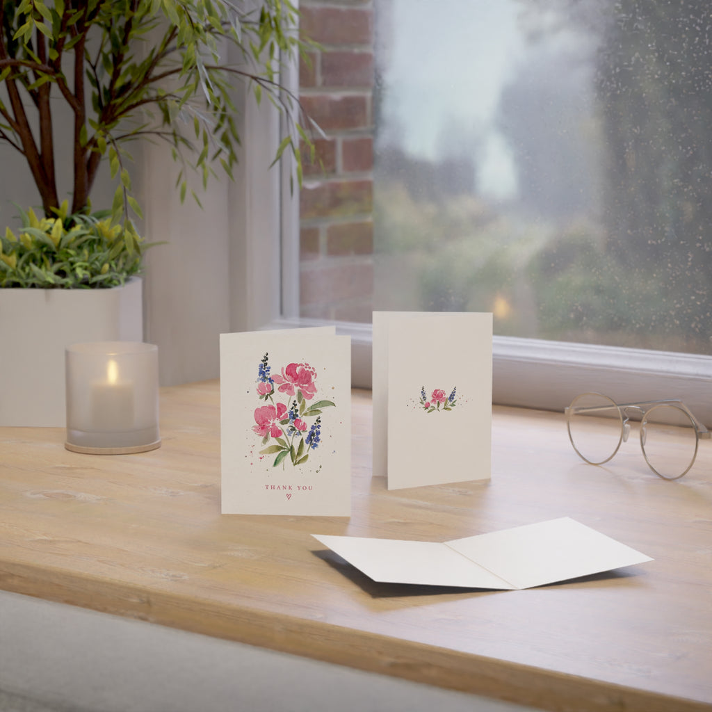 Floral Watercolor Thank You Greeting Cards — Pack of 1/10/30/50