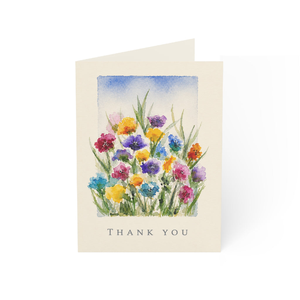 Thank You Floral Watercolor Greeting Cards — Blank Inside (1 / 10 / 30 / 50pcs)