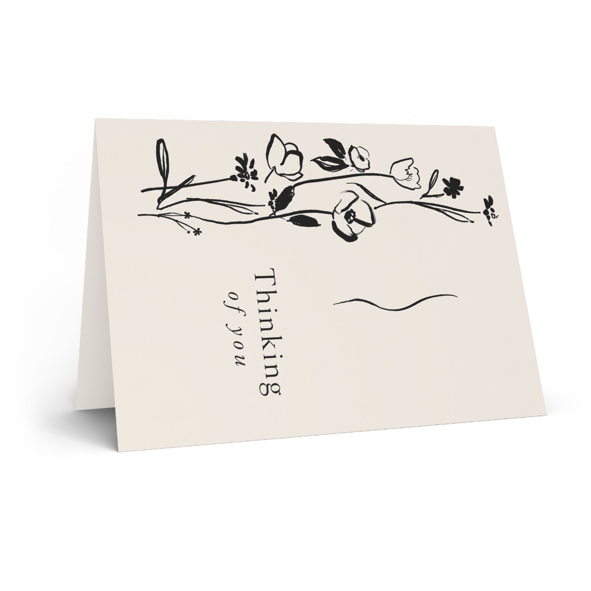 Thinking of You Greeting Card — Minimal Floral Sympathy/Support Card