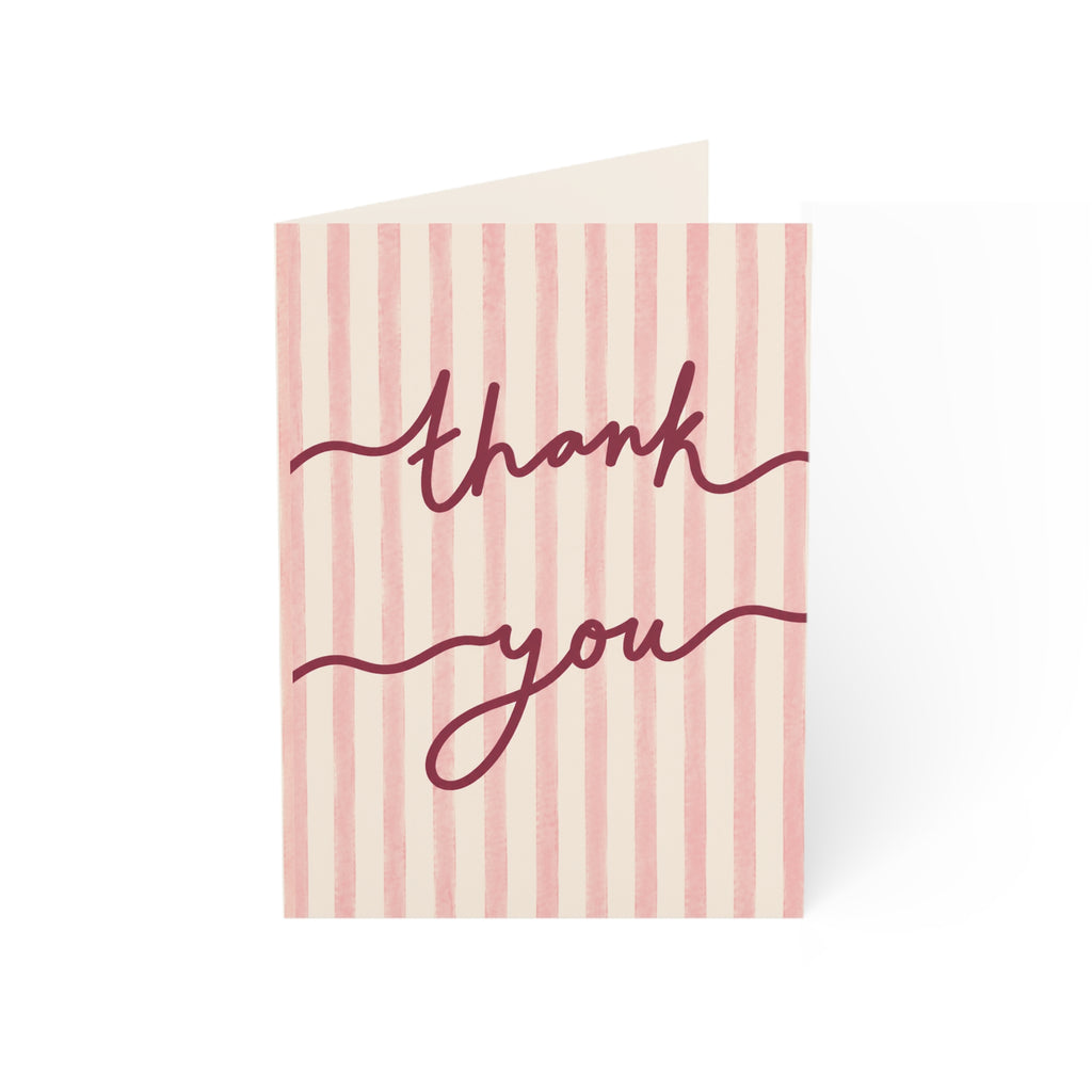 Thank You Greeting Cards — Pink Striped Set (1/10/30/50 pcs)