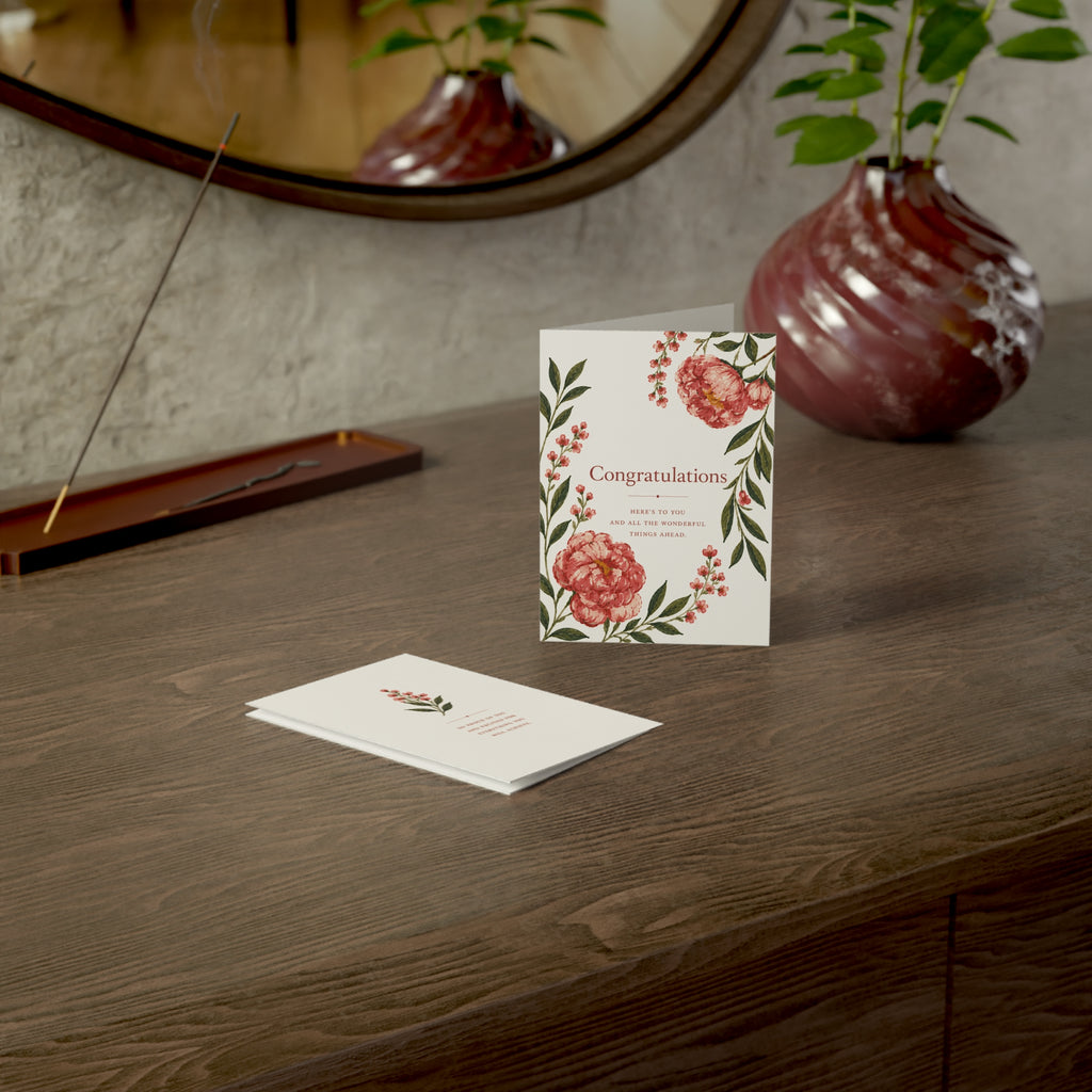 Congratulations Floral Greeting Cards — Pack of 1/10/30/50