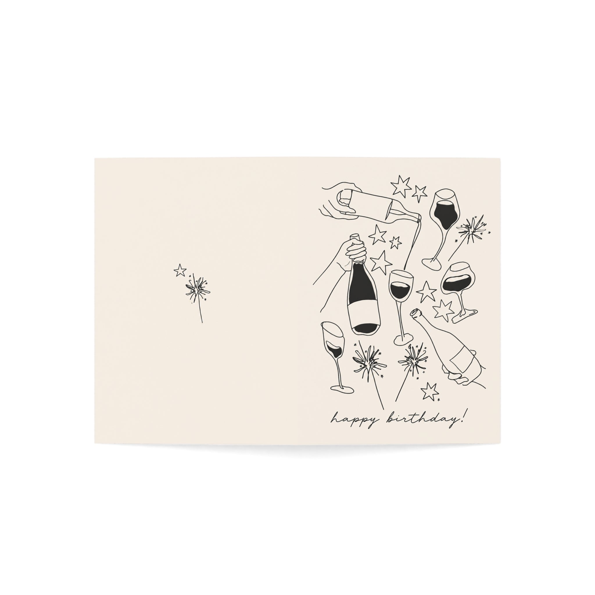 Birthday Cheers Greeting Card — Champagne & Glasses Celebration