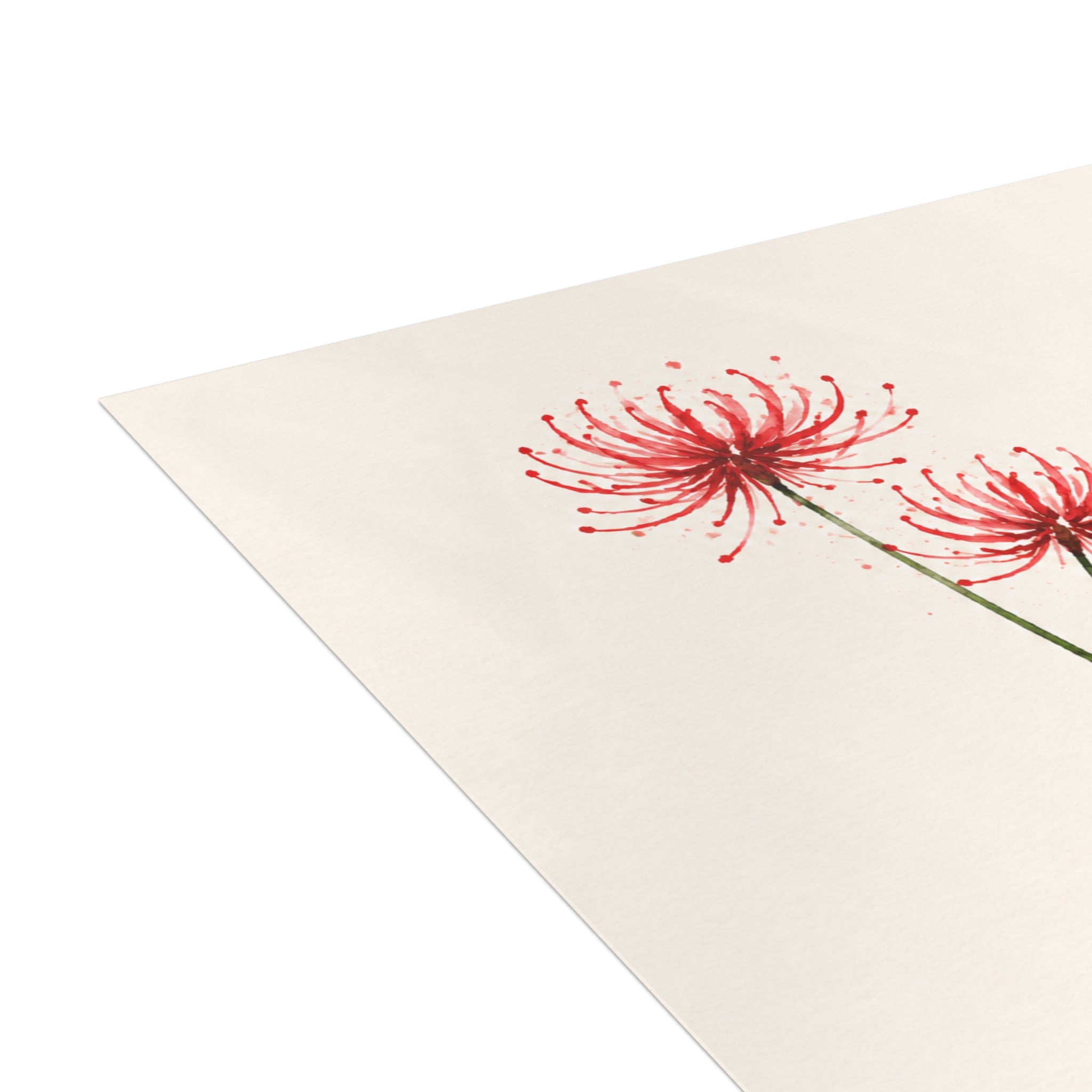Thank You Greeting Card — Red Spider Lily Floral Note Card (Single or Bulk Packs)
