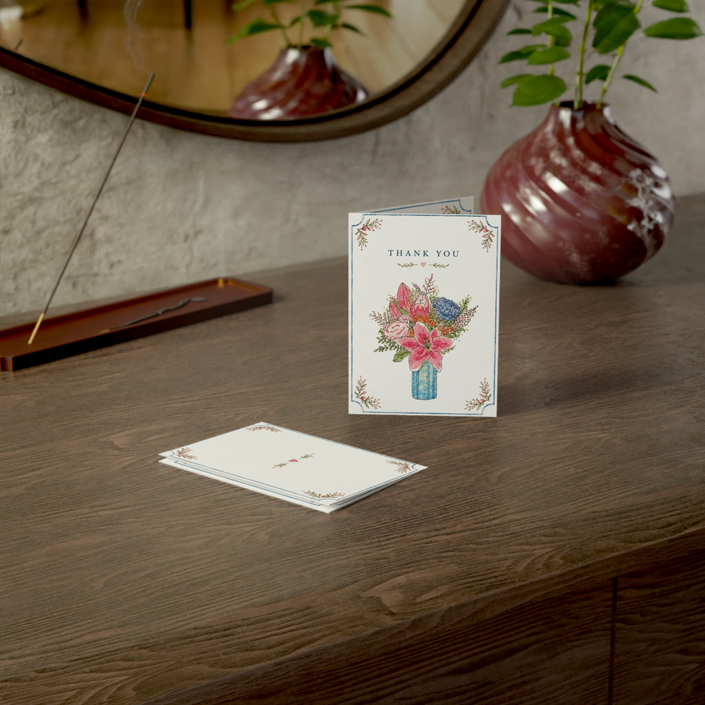 Thank You Floral Greeting Cards — Bouquet Watercolor Note Cards (1/10/30/50pcs)