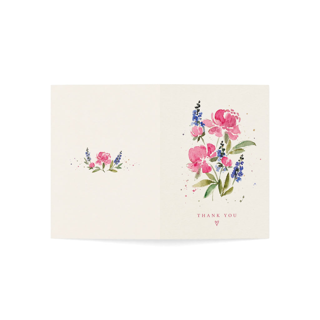 Floral Watercolor Thank You Greeting Cards — Pack of 1/10/30/50