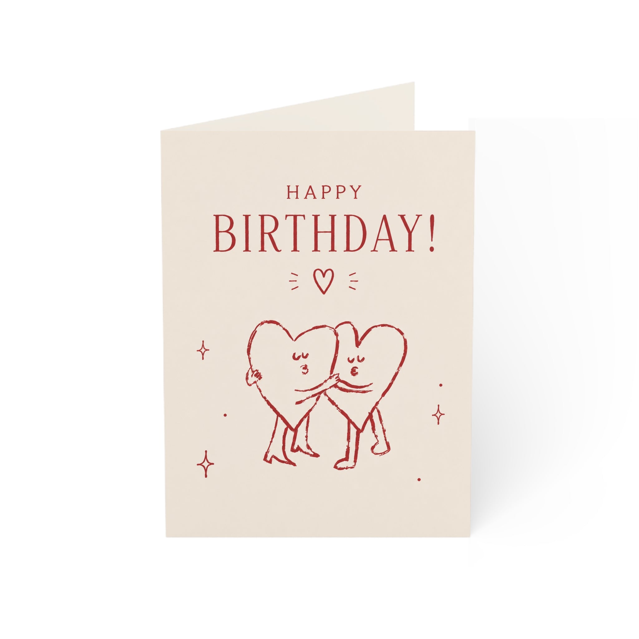 Birthday Greeting Card — Cute Hugging Hearts Design (Single or Bulk Pack)