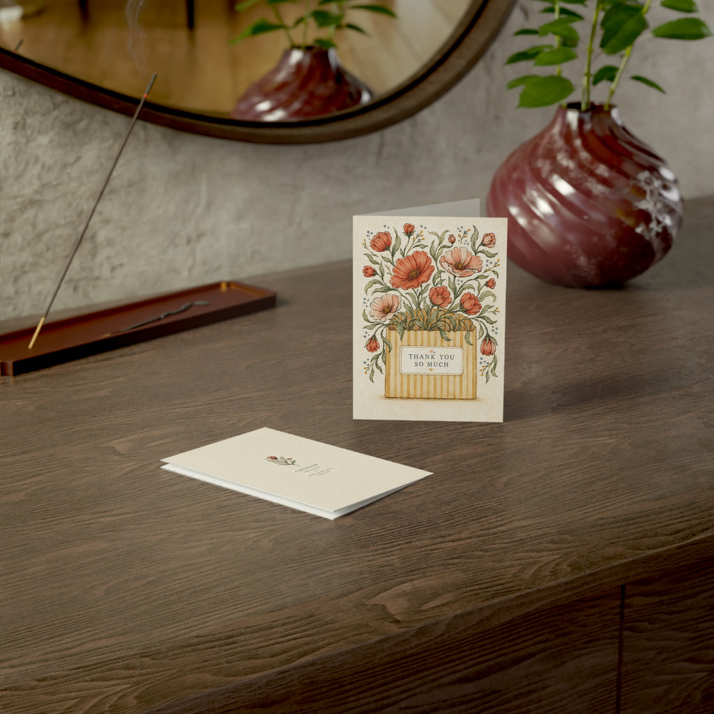Floral 'Thank You So Much' Greeting Card — Pack of 1/10/30/50