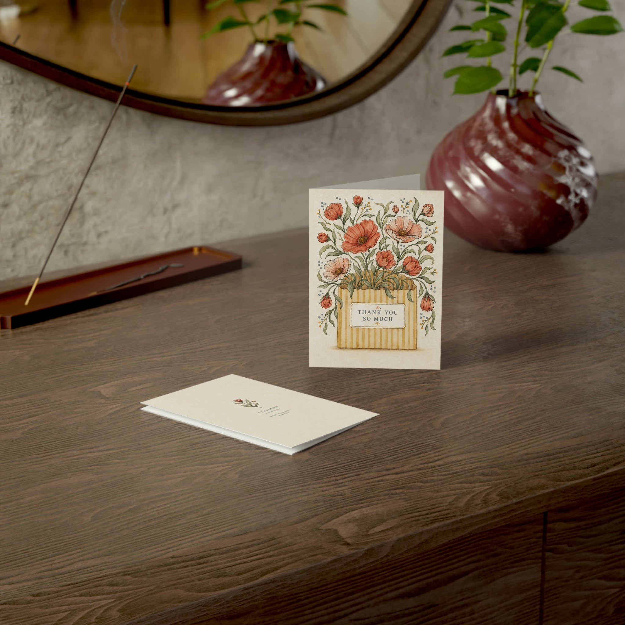 Floral 'Thank You So Much' Greeting Card — Pack of 1/10/30/50