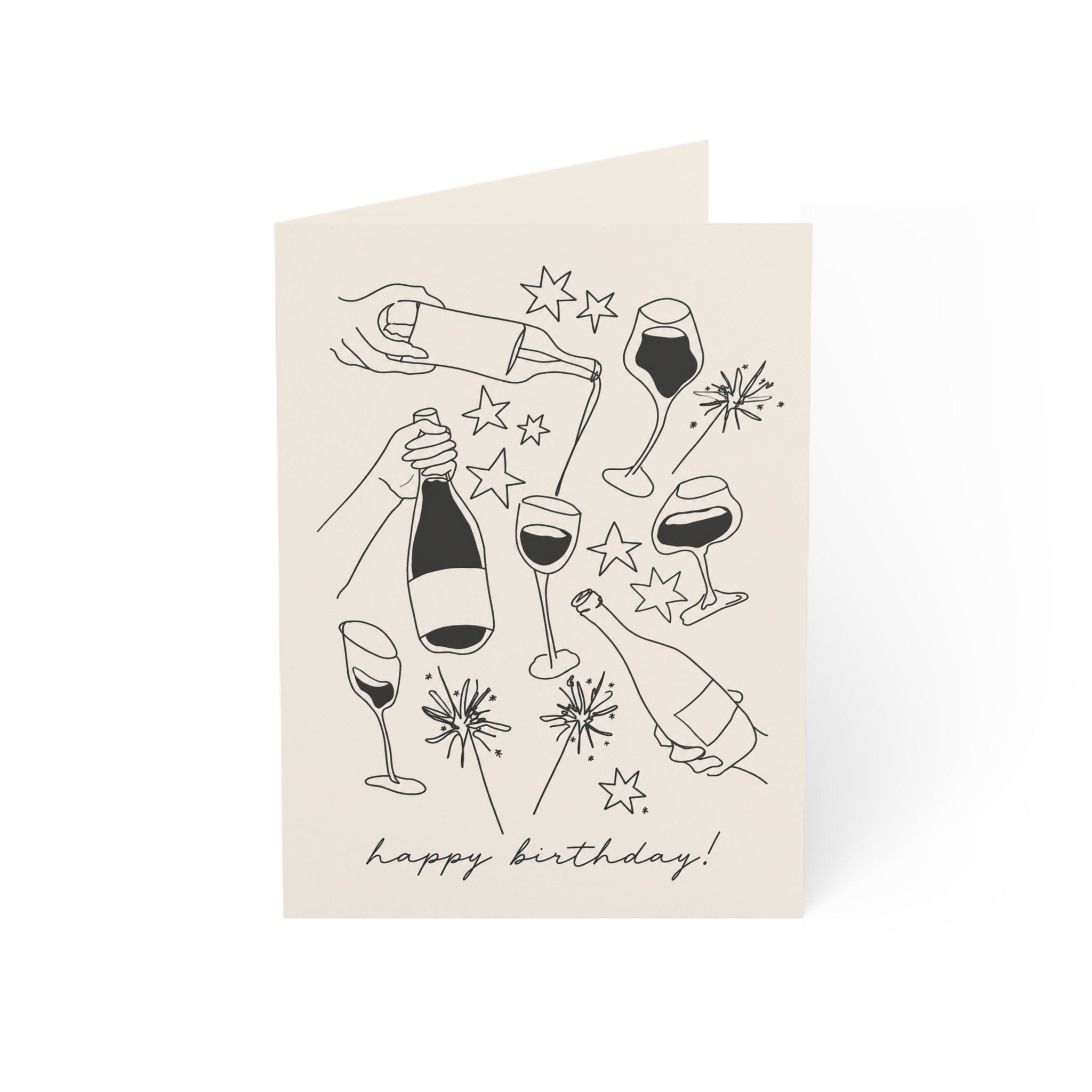 Birthday Cheers Greeting Card — Champagne & Glasses Celebration