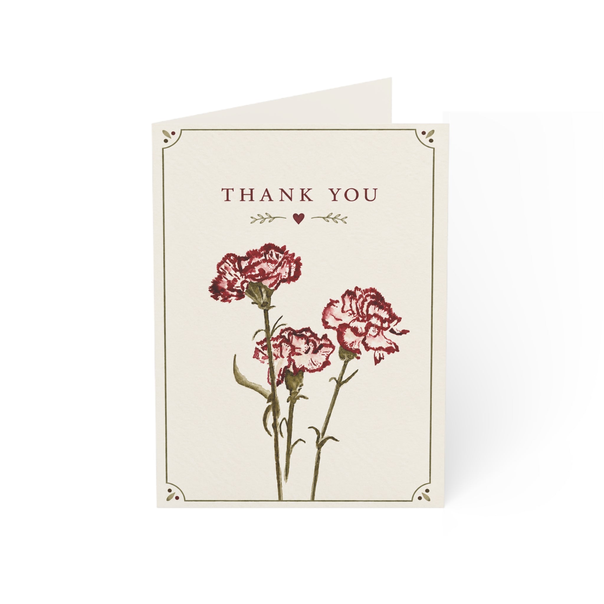 Thank You Greeting Cards – Vintage Carnation Floral Note Cards (1/10/30/50 pcs)