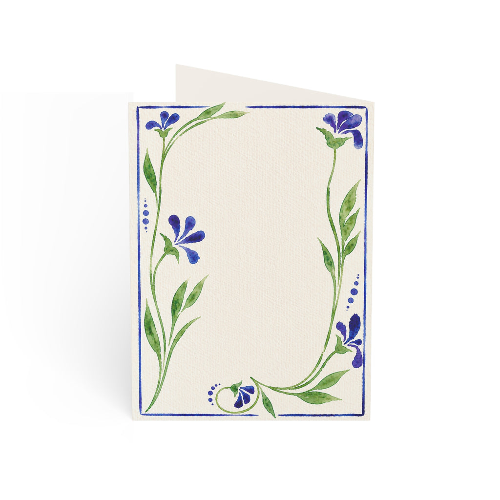 Birthday Greeting Cards — Blue Floral Watercolor Note Cards (1/10/30/50 pcs)