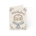Birthday Cake Greeting Card — Handmade Watercolor Cake with 'Happy Birthday' Text