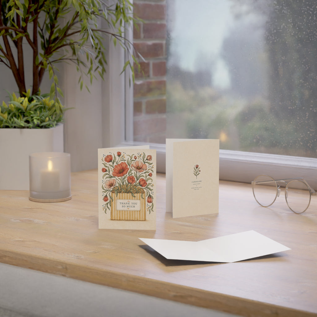 Floral 'Thank You So Much' Greeting Card — Pack of 1/10/30/50