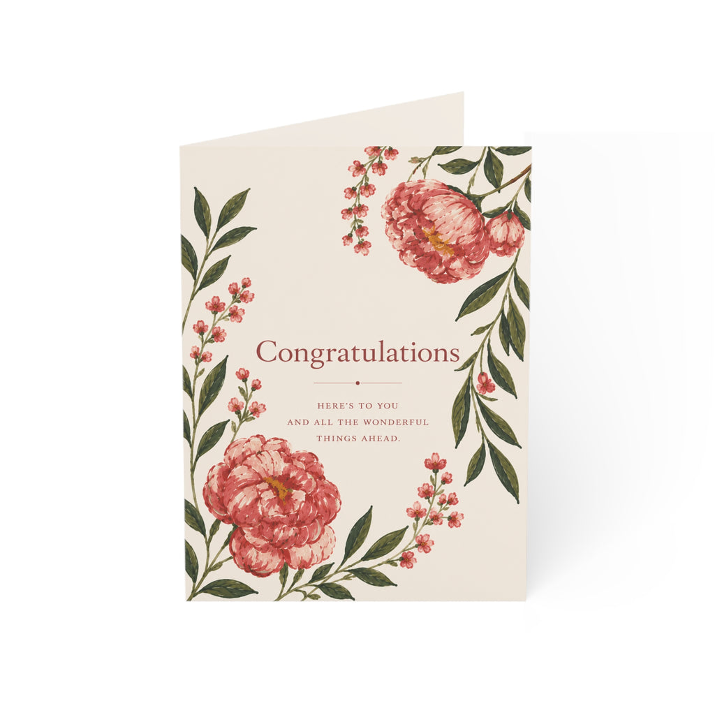 Congratulations Floral Greeting Cards — Pack of 1/10/30/50