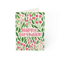 Birthday Greeting Card — Pink Floral "Happy Birthday!" Folded Card (1/10/30/50 pcs)