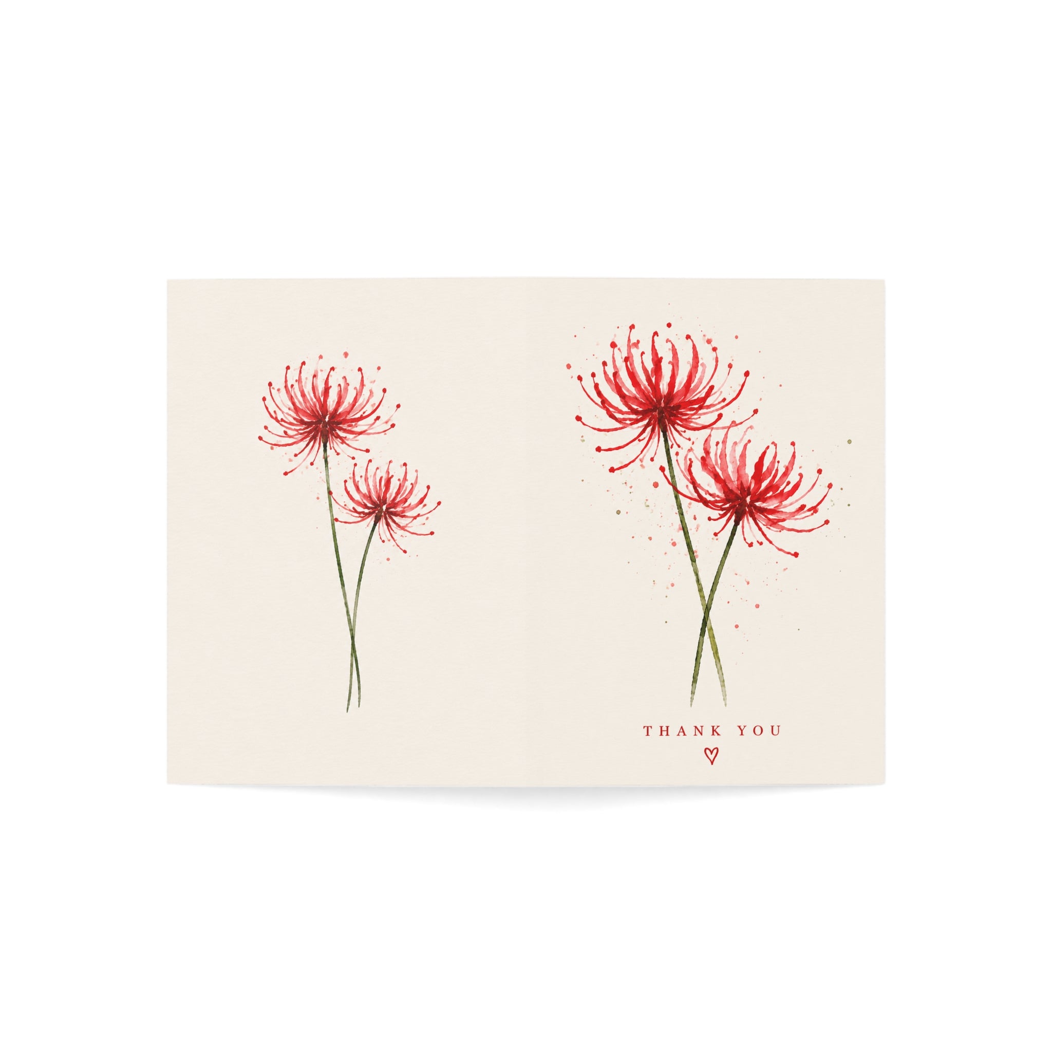 Thank You Greeting Card — Red Spider Lily Floral Note Card (Single or Bulk Packs)
