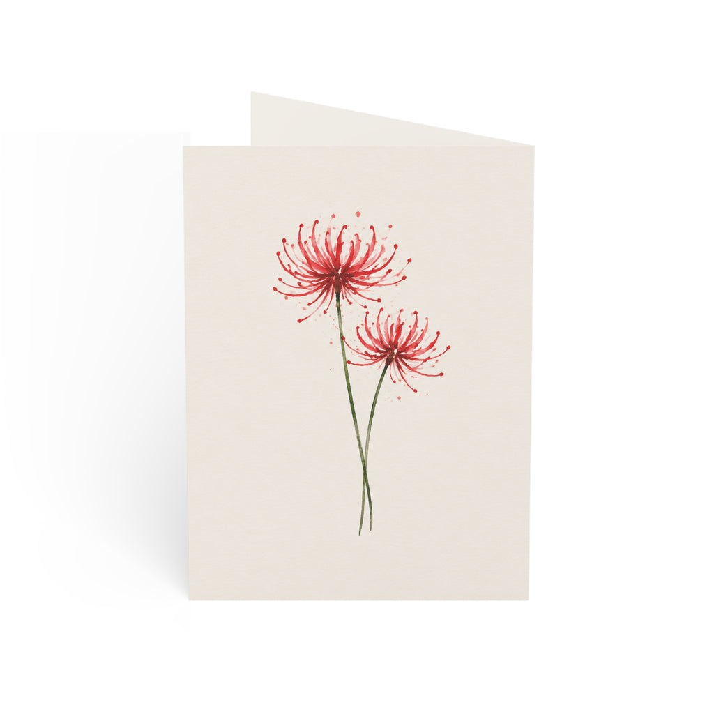Thank You Greeting Card — Red Spider Lily Floral Note Card (Single or Bulk Packs)