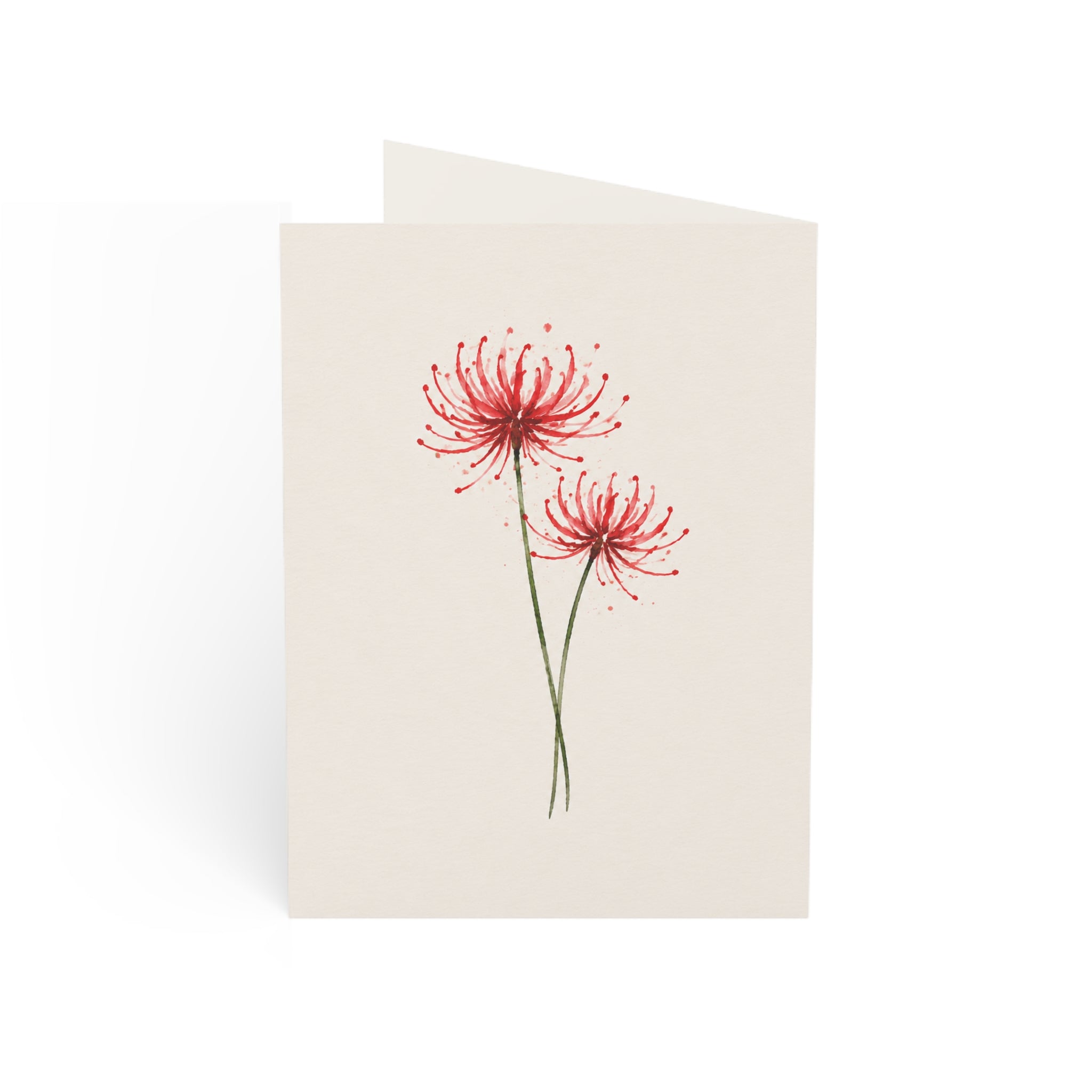 Thank You Greeting Card — Red Spider Lily Floral Note Card (Single or Bulk Packs)