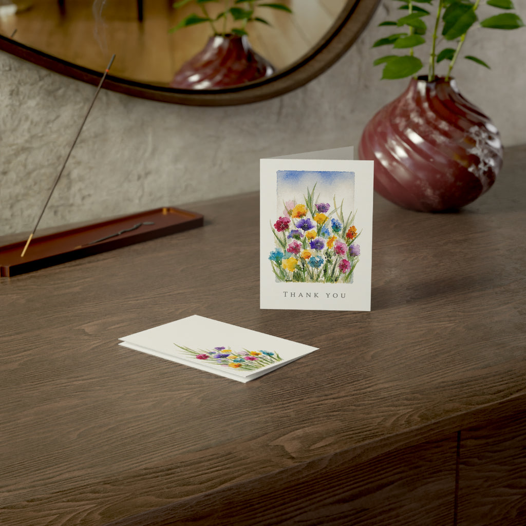 Thank You Floral Watercolor Greeting Cards — Blank Inside (1 / 10 / 30 / 50pcs)