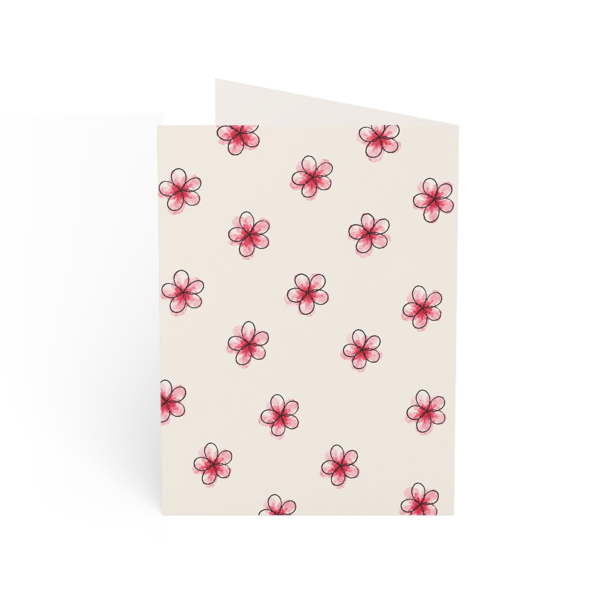 Happy Birthday Floral Greeting Card — Pink Watercolor Flowers (Pack of 1/10/30/50)