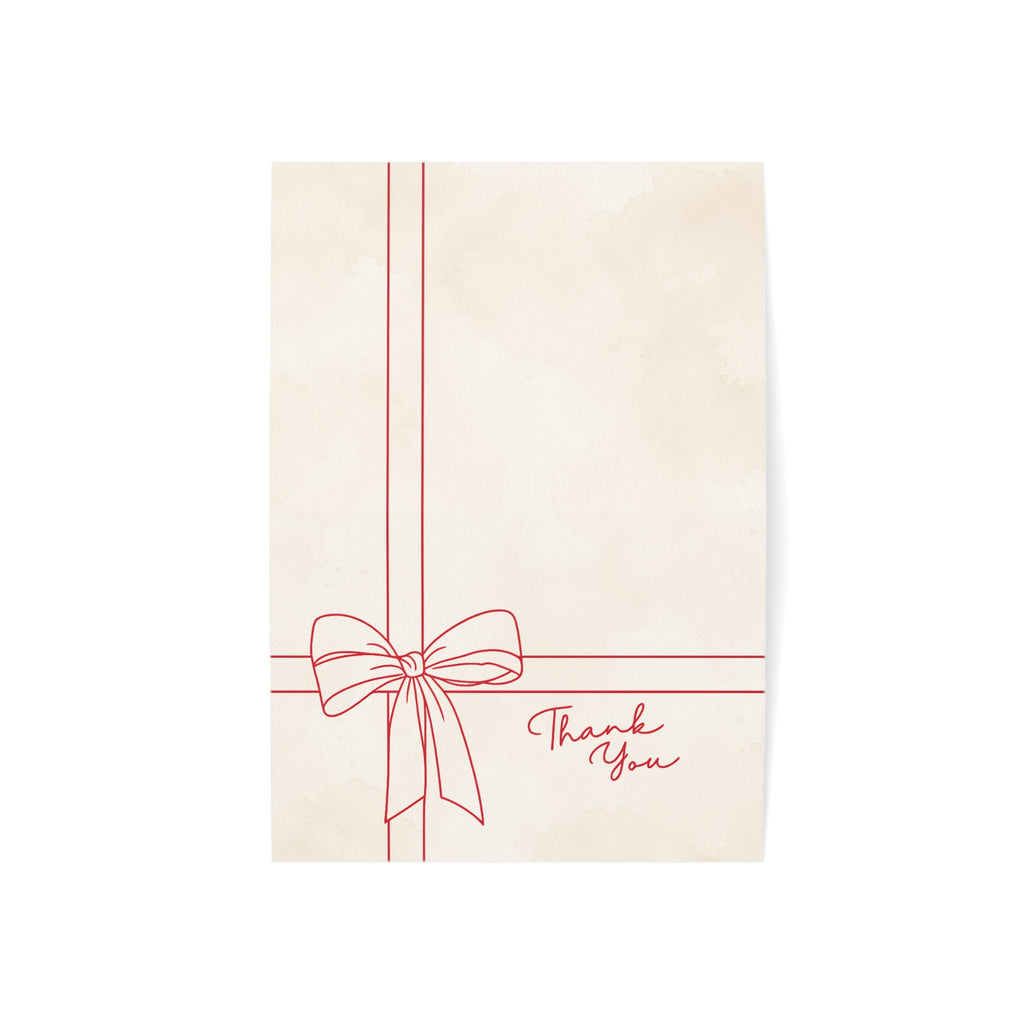 Greeting Cards — Minimal Red Bow Folded Cards (Set of 1, 10, 30, 50)