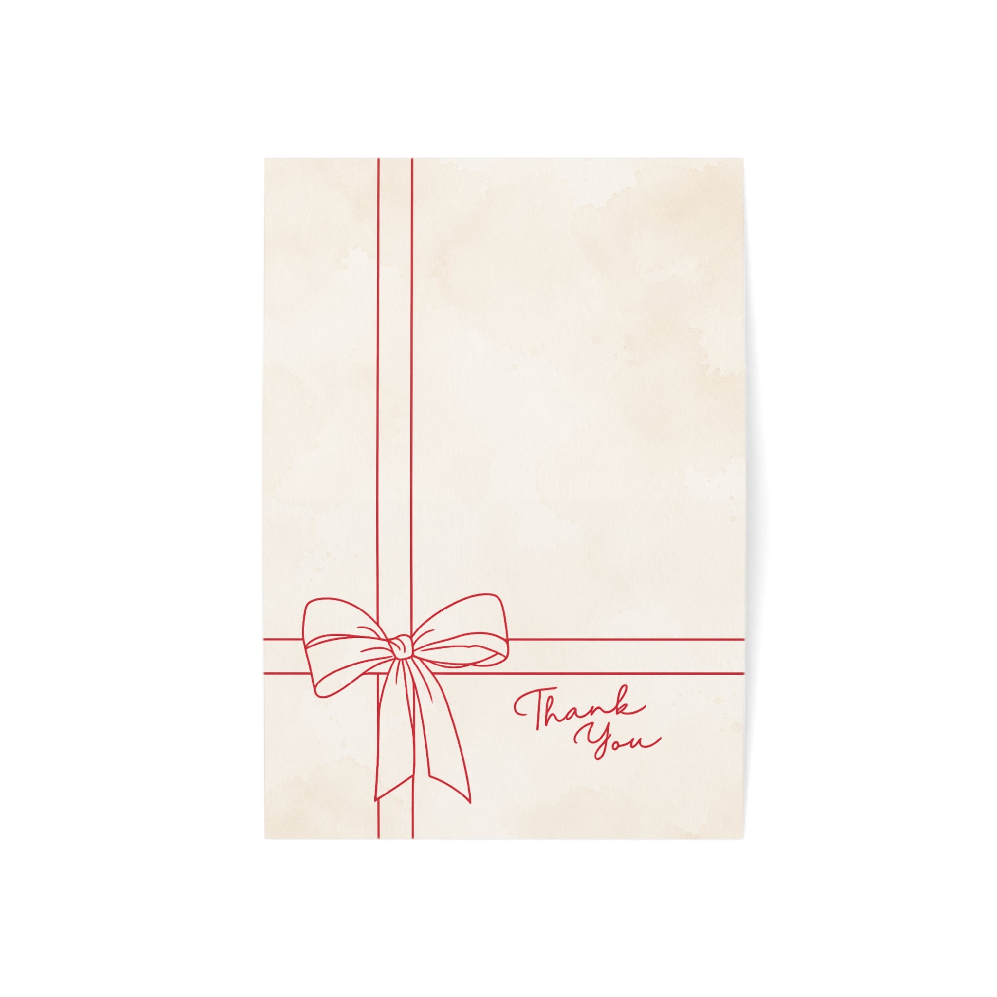 Greeting Cards — Minimal Red Bow Folded Cards (Set of 1, 10, 30, 50)