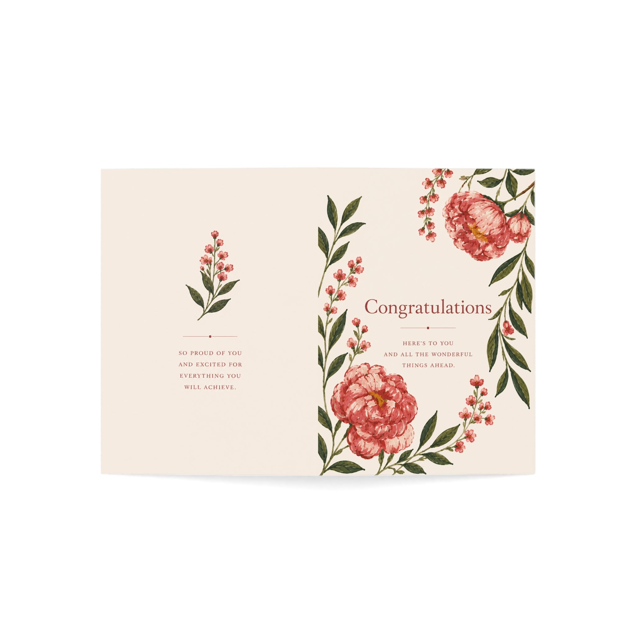 Congratulations Floral Greeting Cards — Pack of 1/10/30/50
