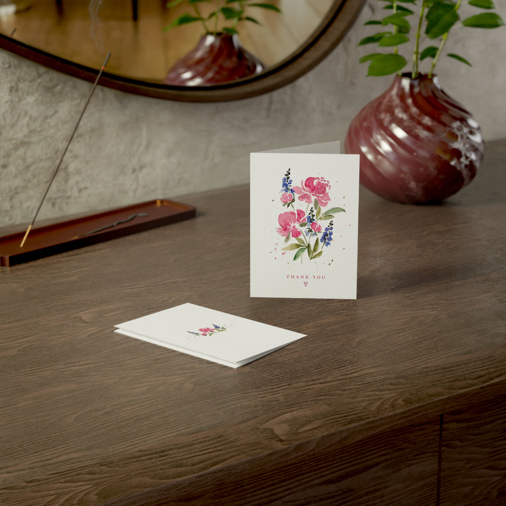 Floral Watercolor Thank You Greeting Cards — Pack of 1/10/30/50