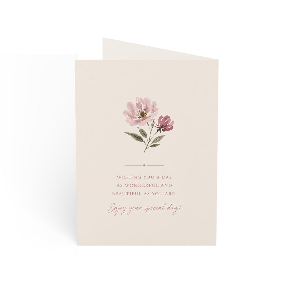 Floral "Happy Birthday Beautiful" Greeting Card — Pack of 1/10/30/50