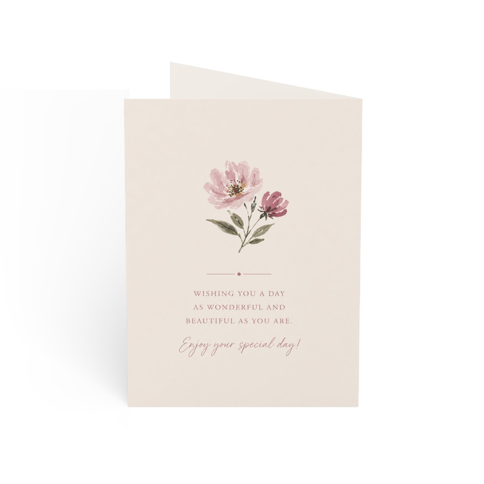 Floral "Happy Birthday Beautiful" Greeting Card — Pack of 1/10/30/50