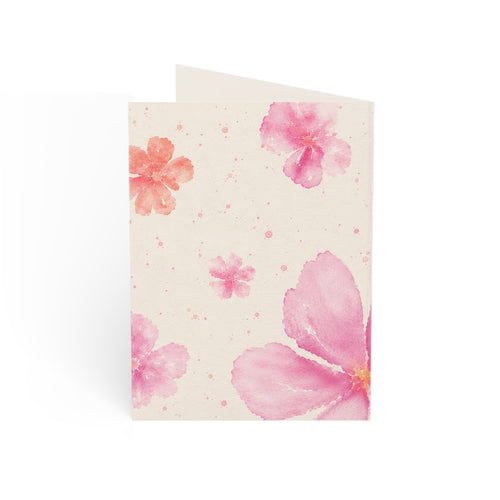 Birthday Cards — Pink Watercolor Floral Greeting Cards (Pack of 1, 10, 30, 50)