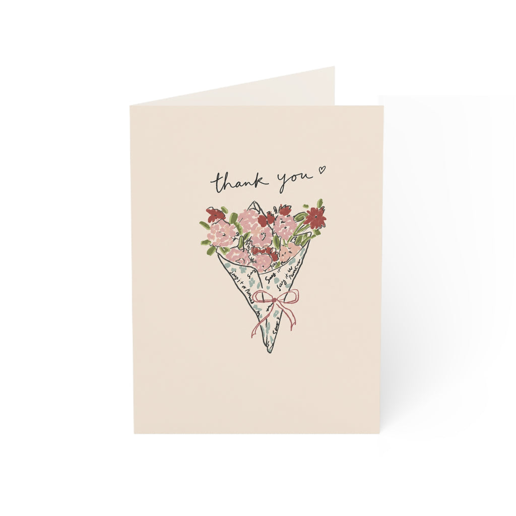 Thank You Floral Bouquet Greeting Card — Pack of 1/10/30/50